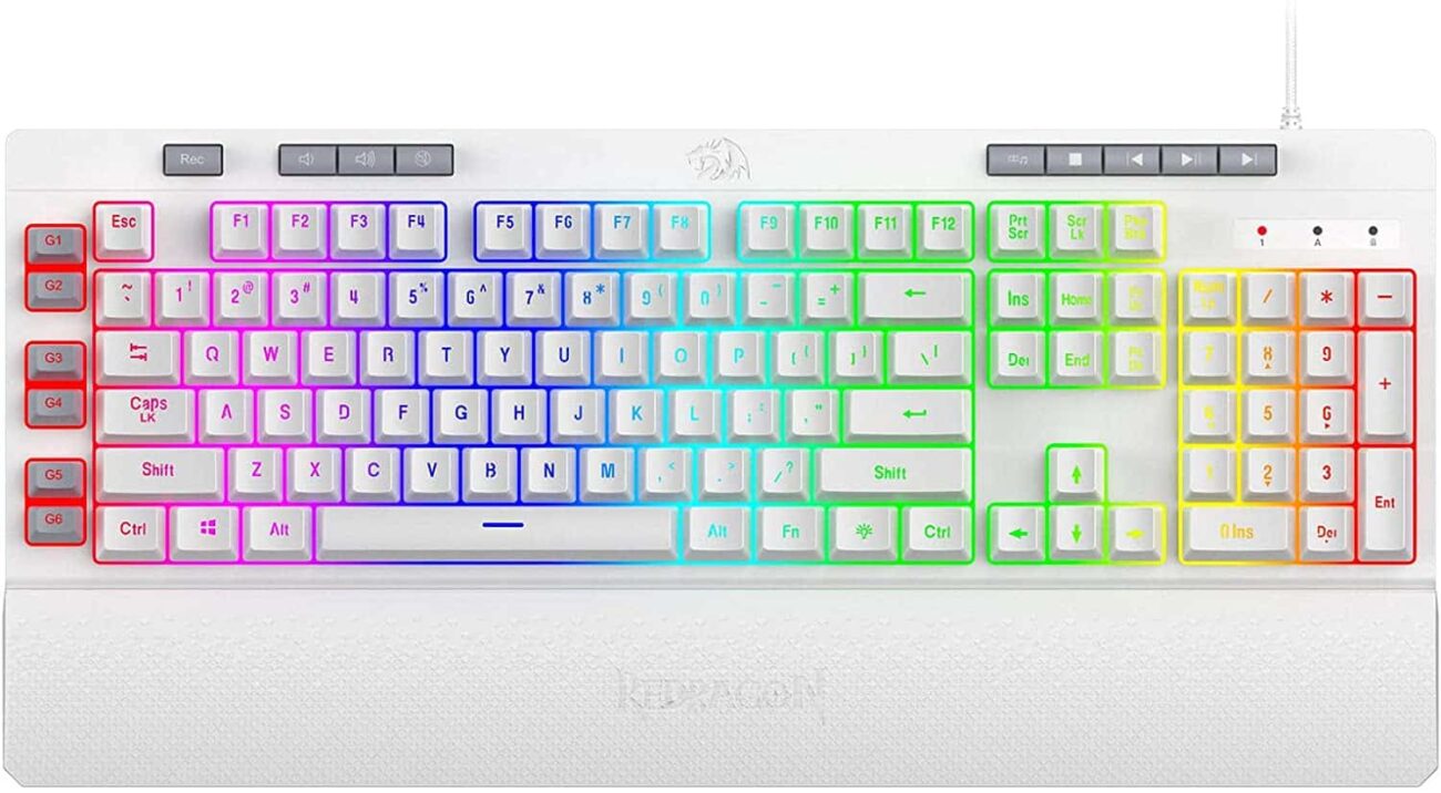 Redragon K512 Shiva White RGB Backlit Membrane Gaming Keyboard with ...